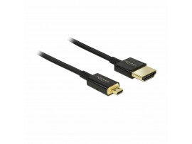 Delock kabel HDMI D-mikro  3D 4K slim 1,5m črn 84782