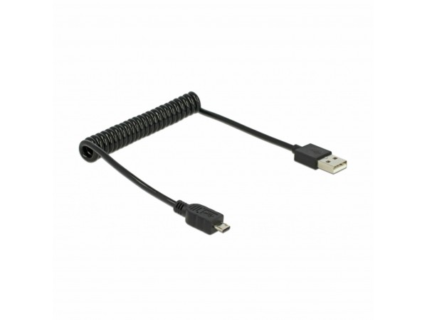 Delock kabel USB A-B mikro spirala do 0,6m 83162