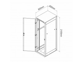 Triton kabinet 45U 2105 600x800 siv N8 sestavljen