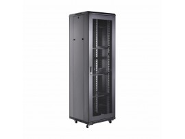 DATECH kabinet 42U 2055 600x600 črn perf. vrata sp./zd.+polica DT3.6642.9001