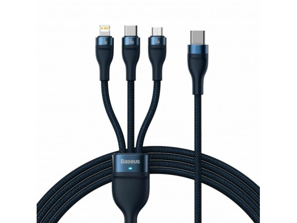 Baseus polnilni kabel TipC 3v1 Lightning TipC/Mikro 100W PD 1,5m moder