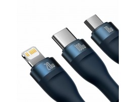 Baseus polnilni kabel TipC 3v1 Lightning TipC/Mikro 100W PD 1,5m moder