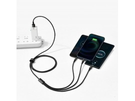 Baseus kabel USB 3v1 Lightning/TipC/ Mikro 1.5m črn CAMLTWJ-01