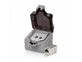 KELine nadometna vtičnica 2x Cat.6A RJ45 zunanja 601166-AP + KEJ-C6A-S-HD(2)