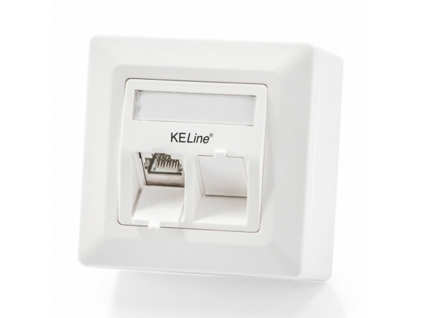 KELine nadometna vtičnica 2x Cat.6 RJ45 FTP 601140-AP + KEJ-C6-S-TL(2)