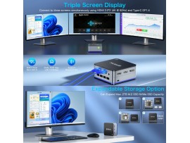 GMKtec računalnik mini PC G2 Intel N150 12GB RAM DDR5 256GB črn NucBox