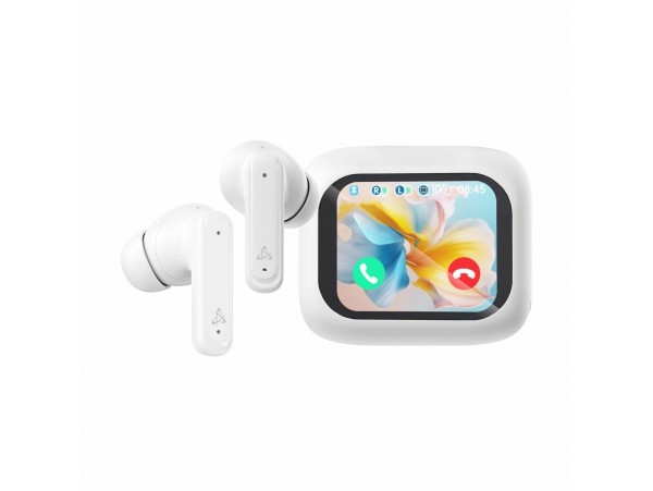 SBOX slušalke bele bluetooth z mikrofonom ANC LCD zaslon EB-TWS08-W