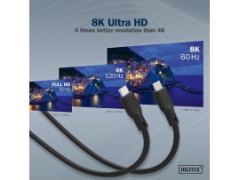 Digitus kabel USB 4.0 C-C 8K 60Hz 240W 2m črn silikonski AK-300344-020-S