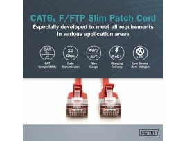 Digitus patch slim FTP CAT.6A  3m rdeč