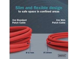Digitus patch slim FTP CAT.6A  3m rdeč