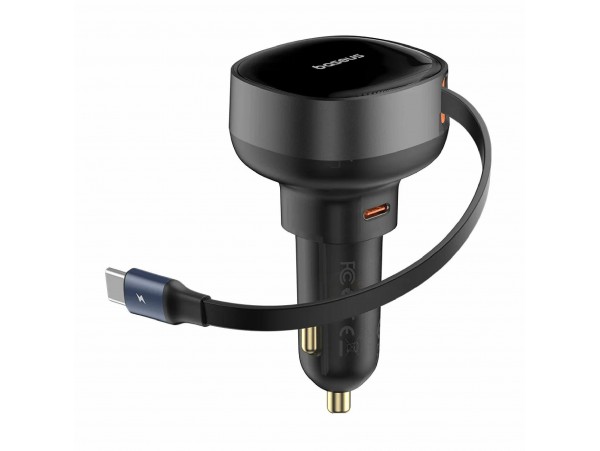 Baseus polnilec avtomobilski 12-24V 60W TipC PD QC črn Enjoyment Pro