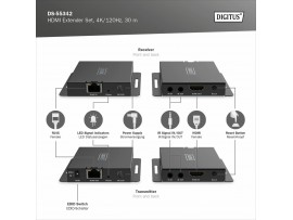 Digitus line extender HDMI+IR RJ45-RJ45 do 30m 4K/120Hz DS-55342
