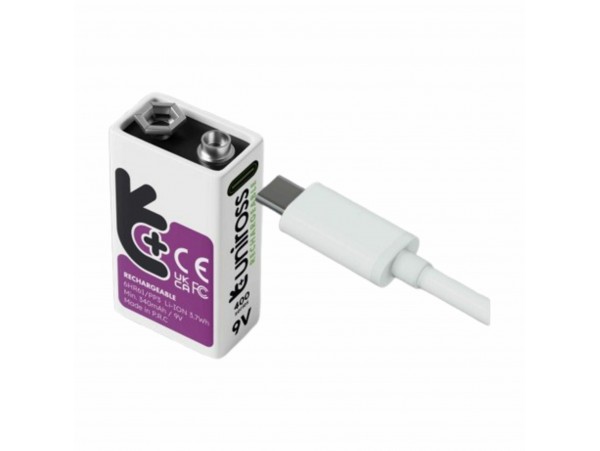 Uniross polnilna baterija E-block 9V USB TipC 380 mAh