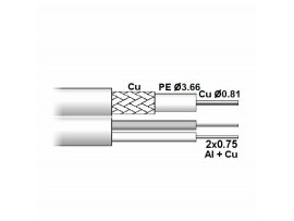 Kabel koaksialni kombo RG59/3.66 2X 0,75 bel 100m kolut DO