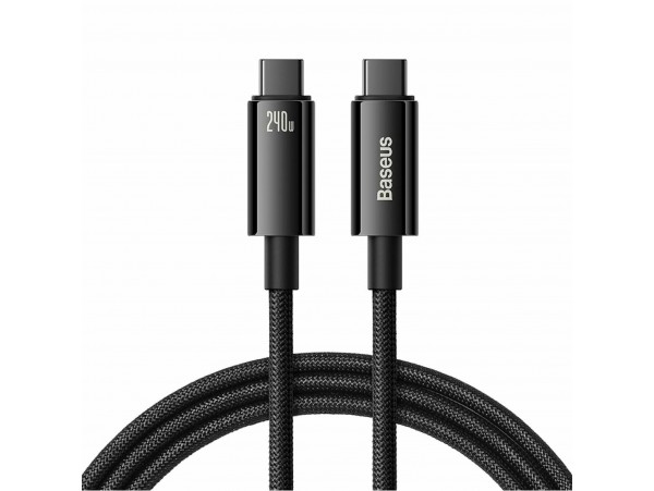 Baseus kabel USB C-C 3m 240W Tungsten Gold pleten E-Marker črn CAWJ040201