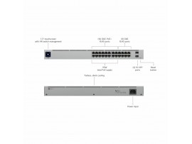 Ubiquiti stikalo 1G 24-port rack 2xSFP 16x PoE Unifi Gen2 95W USW-24-POE