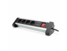 Digitus razdelilec 4x220V 2xUSB namizni s stikalom 1,5m črn DA-70614
