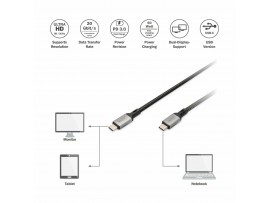 Digitus kabel USB 4.0 C-C 8K 60Hz 100W 3m črn DB-300443-030-S