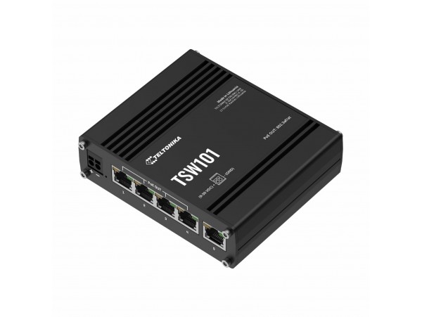 Teltonika stikalo Giga 5-port 4x PoE 60W DIN Mini kovinsko ohišje TSW101