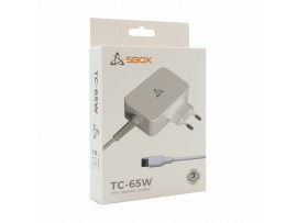 SBOX napajalnik za prenosnike 65W Tip C bel TC-65W