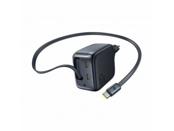 Baseus polnilec 65W USB TipC GaN QC PD s kablom črn E0121E00