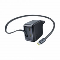 Baseus polnilec 67W USB TipC GaN QC PD s kablom črn E0121E00
