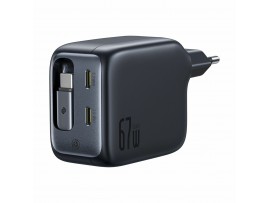 Baseus polnilec 67W USB TipC GaN QC PD s kablom črn E0121E00