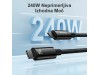 Baseus kabel USB C-C 2m 240W Tungsten Gold pleten E-Marker črn CAWJ040101