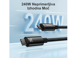Baseus kabel USB C-C 2m 240W Tungsten Gold pleten E-Marker črn CAWJ040101