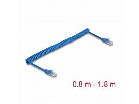 Delock patch UTP CAT.6 0,8m – 1,8m spiralni moder 90362