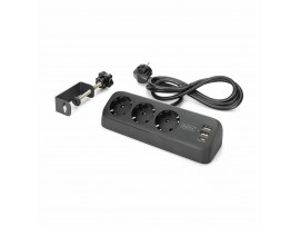 Digitus razdelilec 3x250V 2xUSB TipA TipC 1,5m namizni črn DA-70625