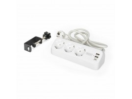 Digitus razdelilec 3x250V 2xUSB TipA TipC 1,5m namizni bel DA-70626