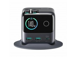 Joyroom polnilec 140W USB 3xTipC 2xTipA GaN PD Podix napajalnik črn JR-TRD01