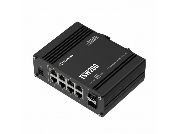 Teltonika stikalo Giga  8-port 8x PoE 2xSFP 240W DIN Mini TSW200