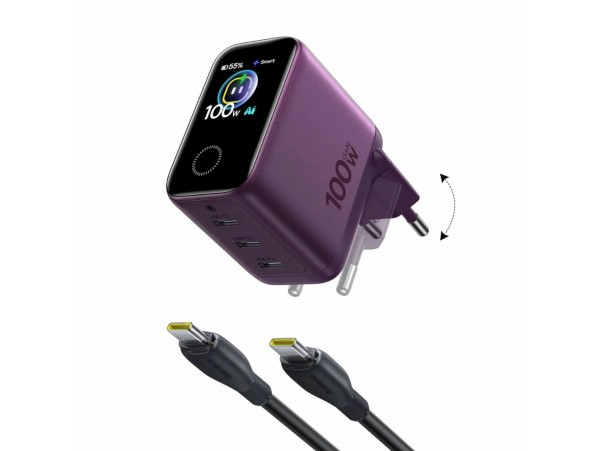 Baseus polnilec 100W USB 3xTipC Display PicoGo Pro Dark Cherry AH22