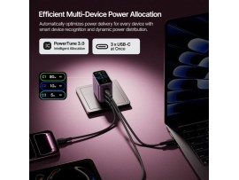 Baseus polnilec 100W USB 3xTipC Display PicoGo Pro Dark Cherry AH22