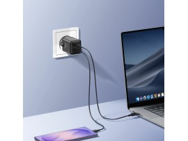 Joyroom polnilec 45W USB TipC TipA GaN QC PD črn JR-TG8